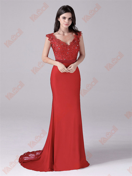 lace chiffon patchwork evening dress